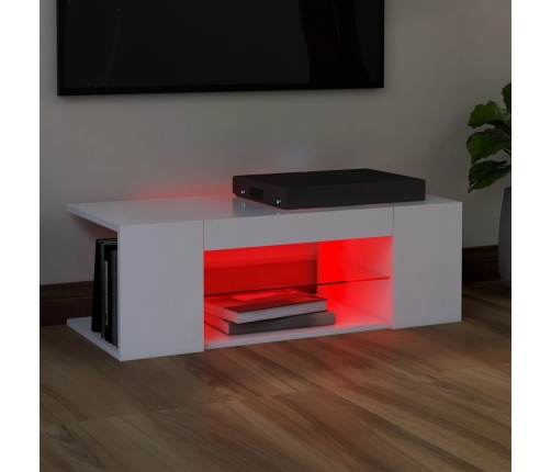 Mueble de TV con luces LED blanco 90x39x30 cm