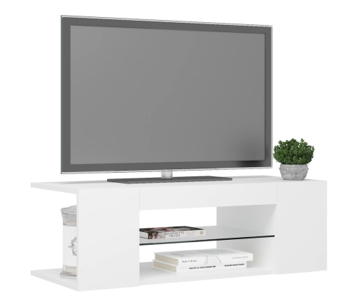 Mueble de TV con luces LED blanco 90x39x30 cm