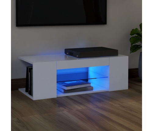 Mueble de TV con luces LED blanco 90x39x30 cm