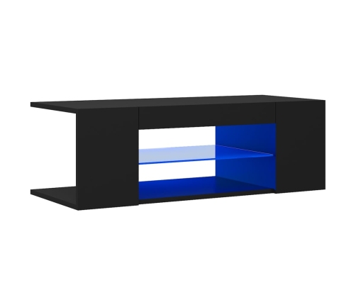 Mueble de TV con luces LED negro 90x39x30 cm