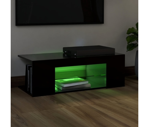 Mueble de TV con luces LED negro 90x39x30 cm