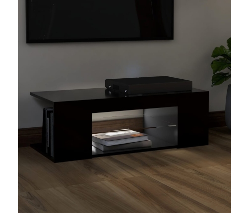 Mueble de TV con luces LED negro 90x39x30 cm