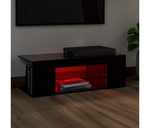 Mueble de TV con luces LED negro 90x39x30 cm