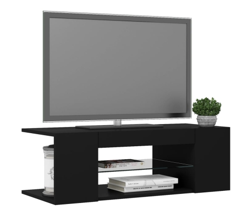 Mueble de TV con luces LED negro 90x39x30 cm