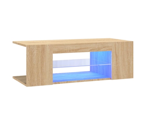 vidaXL Mueble de TV con luces LED roble Sonoma 90x39x30 cm