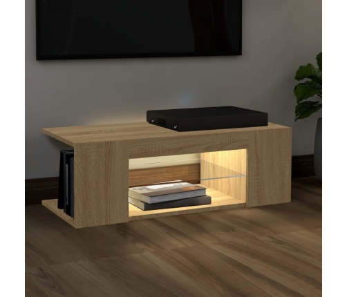 vidaXL Mueble de TV con luces LED roble Sonoma 90x39x30 cm