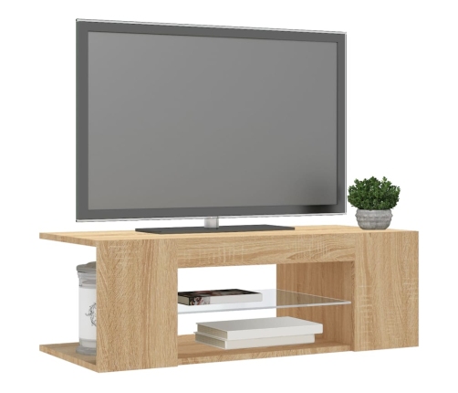 vidaXL Mueble de TV con luces LED roble Sonoma 90x39x30 cm