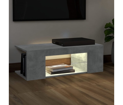 vidaXL Mueble de TV con luces LED gris hormigón 90x39x30 cm