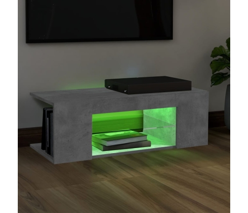 vidaXL Mueble de TV con luces LED gris hormigón 90x39x30 cm