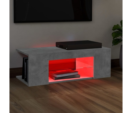 Mueble de TV con luces LED gris hormigón 90x39x30 cm