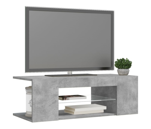 vidaXL Mueble de TV con luces LED gris hormigón 90x39x30 cm