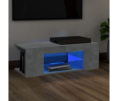 Mueble de TV con luces LED gris hormigón 90x39x30 cm