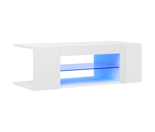 vidaXL Mueble de TV con luces LED blanco brillante 90x39x30 cm