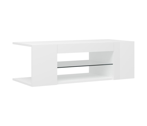 vidaXL Mueble de TV con luces LED blanco brillante 90x39x30 cm