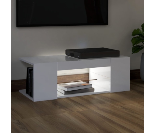 vidaXL Mueble de TV con luces LED blanco brillante 90x39x30 cm