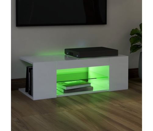 vidaXL Mueble de TV con luces LED blanco brillante 90x39x30 cm