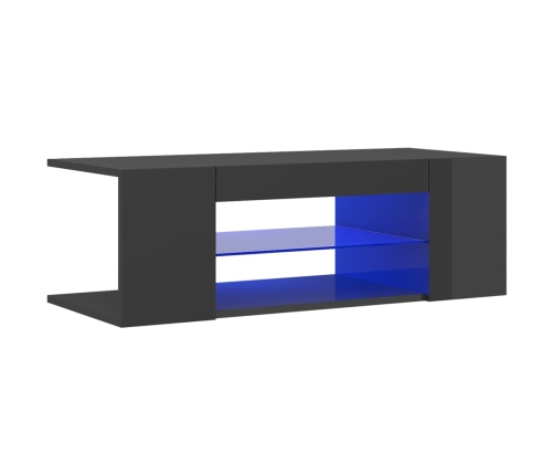 Mueble para TV con luces LED gris brillante 90x39x30 cm