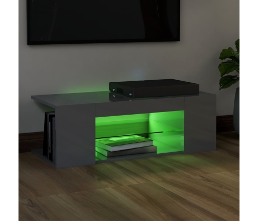 Mueble para TV con luces LED gris brillante 90x39x30 cm