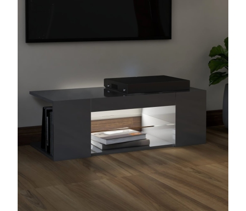 Mueble para TV con luces LED gris brillante 90x39x30 cm