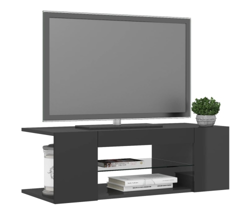 Mueble para TV con luces LED gris brillante 90x39x30 cm