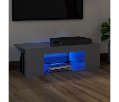 Mueble para TV con luces LED gris brillante 90x39x30 cm