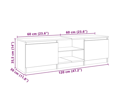 vidaXL Mueble para TV con luces LED blanco 120x30x35,5 cm