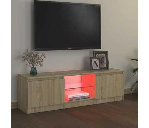 Armario TV con luces LED roble Sonoma 120x30x35,5 cm