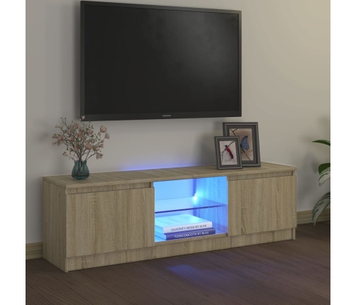 Armario TV con luces LED roble Sonoma 120x30x35,5 cm