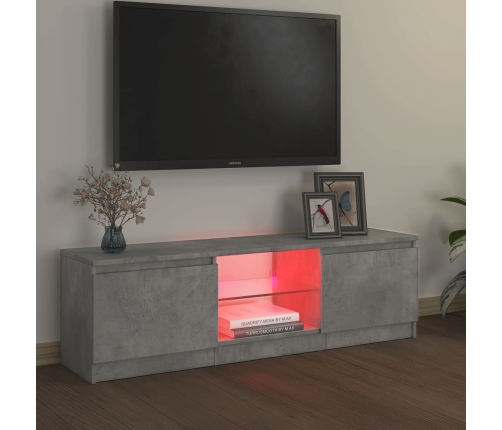 Mueble de TV con luces LED gris hormigón 120x30x35,5 cm