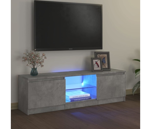 Mueble de TV con luces LED gris hormigón 120x30x35,5 cm