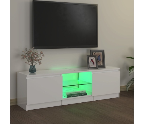 vidaXL Mueble de TV con luces LED blanco brillante 120x30x35,5 cm