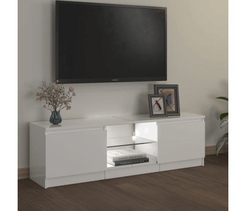 vidaXL Mueble de TV con luces LED blanco brillante 120x30x35,5 cm