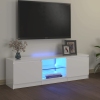 Mueble de TV con luces LED blanco brillante 120x30x35,5 cm