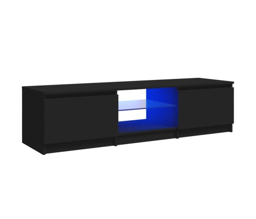 Mueble para TV con luces LED negro 140x40x35,5 cm