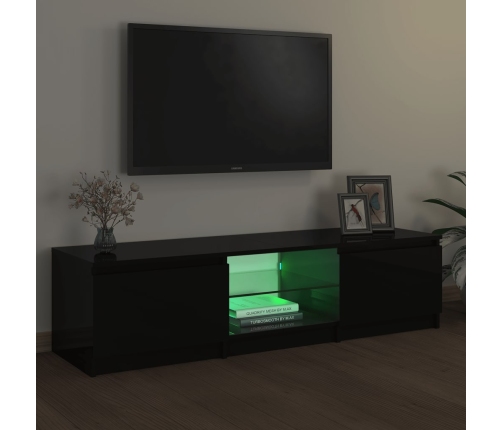 Mueble para TV con luces LED negro 140x40x35,5 cm