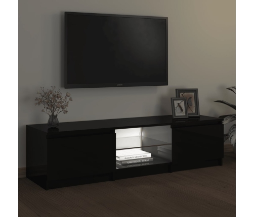 Mueble para TV con luces LED negro 140x40x35,5 cm