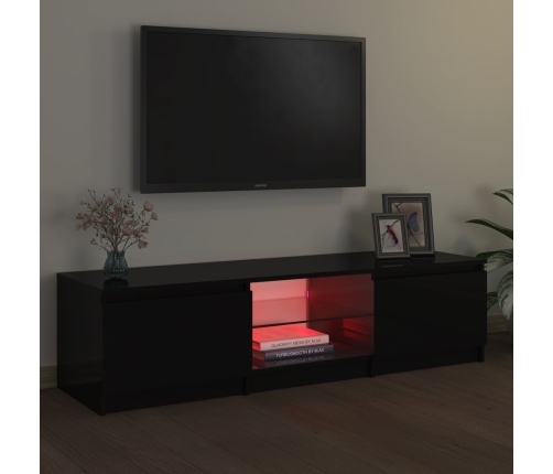 Mueble para TV con luces LED negro 140x40x35,5 cm