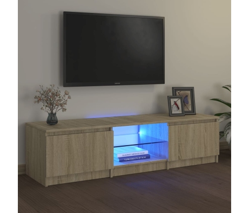 Armario TV con luces LED roble Sonoma 140x40x35,5 cm