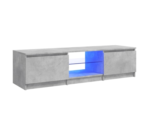 vidaXL Mueble de TV con luces LED gris hormigón 140x40x35,5 cm