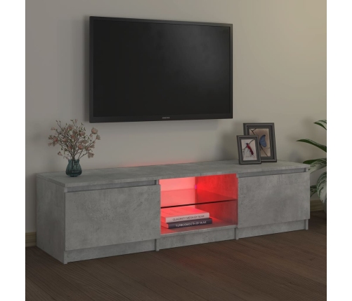 vidaXL Mueble de TV con luces LED gris hormigón 140x40x35,5 cm