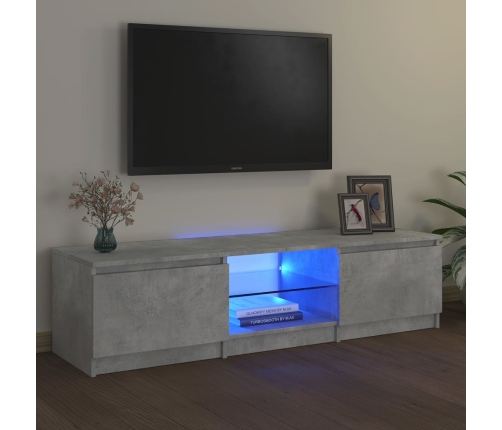 vidaXL Mueble de TV con luces LED gris hormigón 140x40x35,5 cm