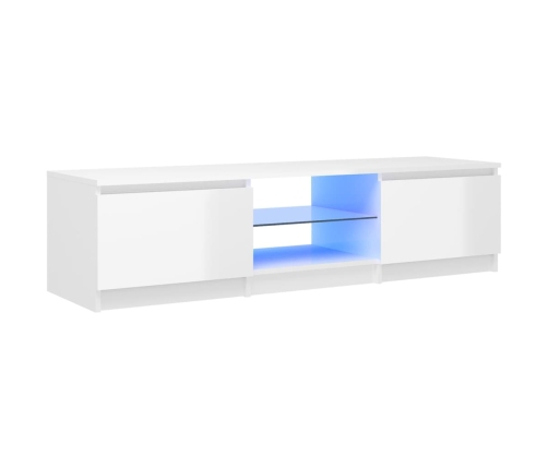 Mueble de TV con luces LED blanco brillante 140x40x35,5 cm