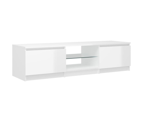 Mueble de TV con luces LED blanco brillante 140x40x35,5 cm