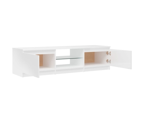 Mueble de TV con luces LED blanco brillante 140x40x35,5 cm