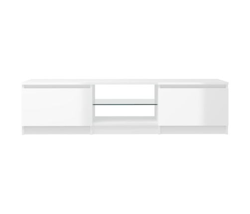 Mueble de TV con luces LED blanco brillante 140x40x35,5 cm