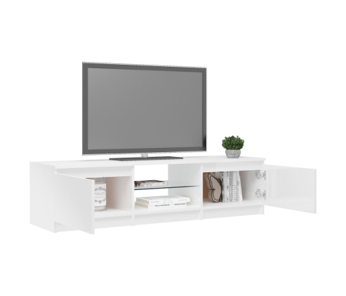 Mueble de TV con luces LED blanco brillante 140x40x35,5 cm