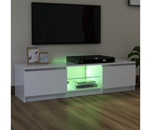 Mueble de TV con luces LED blanco brillante 140x40x35,5 cm