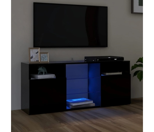 Mueble de TV con luces LED negro 120x30x50 cm