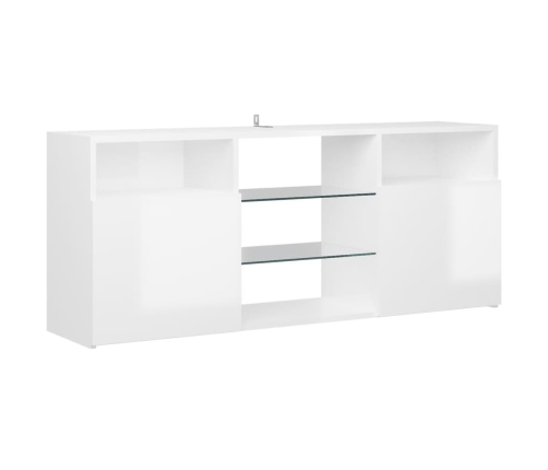 Mueble de TV con luces LED blanco brillante 120x30x50 cm