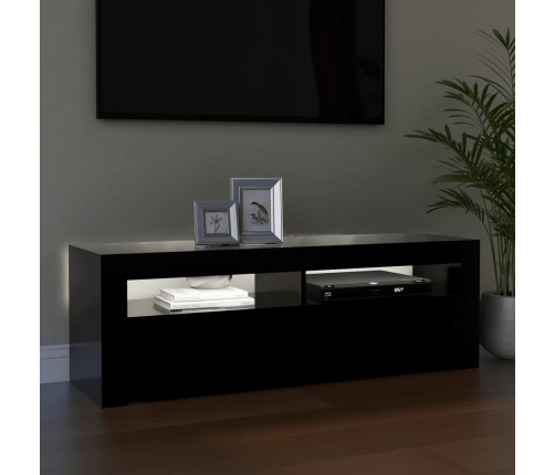 Mueble de TV con luces LED negro 120x35x40 cm